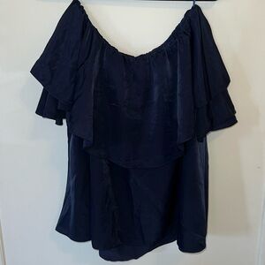 Dark blue off shoulder flowing top